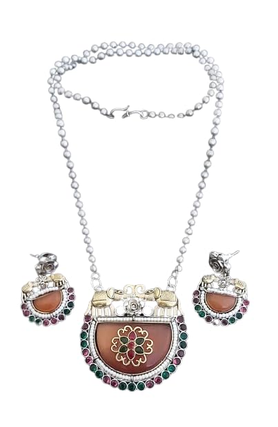 indiancraftsbykanika elephant deisgn necklace with matching earrings for women, color : brown
