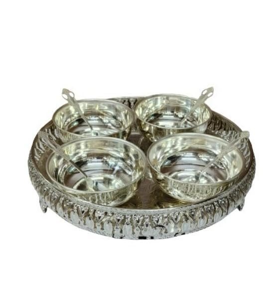 indiancraftsbykanika German Silver Desert Combo Set for House Warming/Gift Item