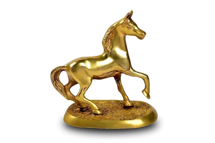indiancraftsbykanika Brass Horse Statue for Home décor, Size : 6"