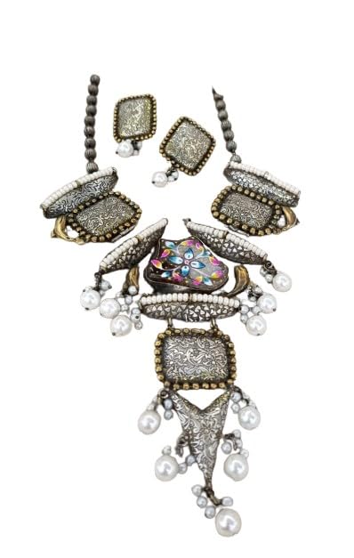 oxidized pendant necklace jewelry set with matching earrings for gorls/women