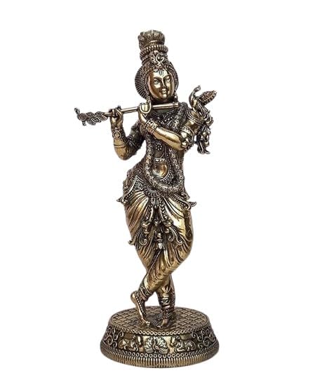 indiancraftsbykanika Brass Krishan Playing Flute Statue for Home Temple/Office/Home décor