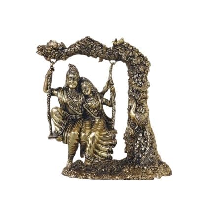 indiancraftbykanika Brass Radha Krishan on a Tree Swing Statue for Home décor/Temple