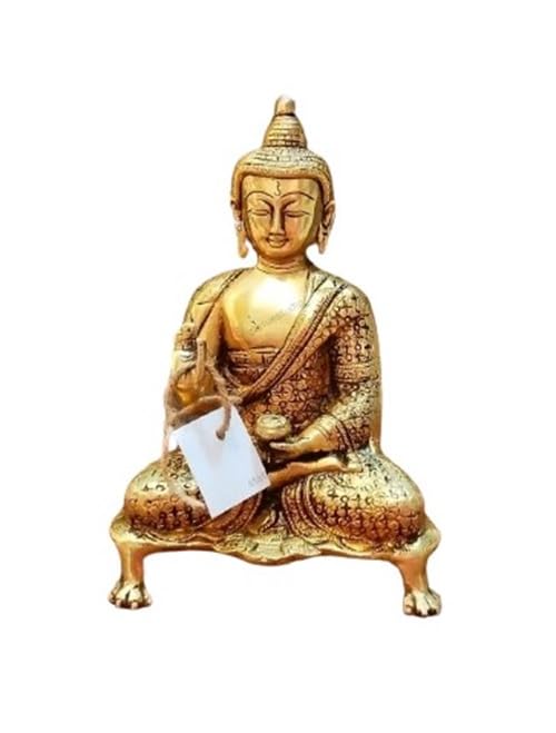 indiancraftsbykanika Brass Buddha Statue Sitting on a Stool Gift Item/Home Decor/Temple