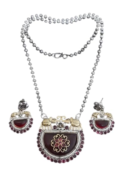 indiancraftsbykanika elephant deisgn necklace with matching earrings for women, color : red