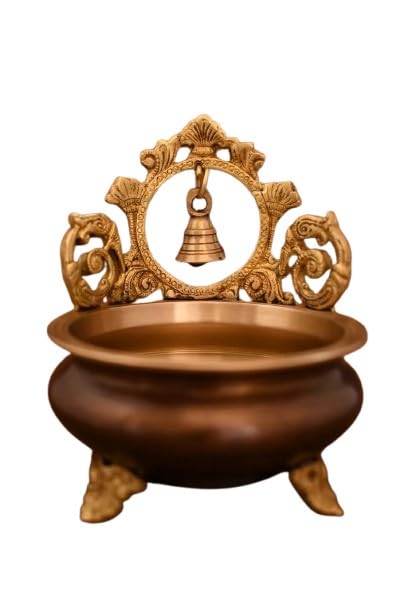 brass with brown color urli bowl for fruits/home décor