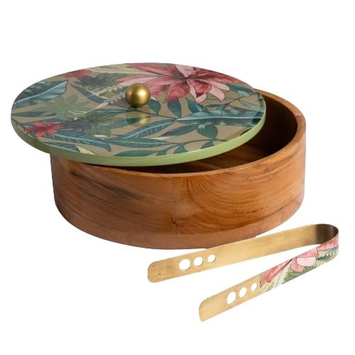 wooden casserole grey printed chapati box/roti box