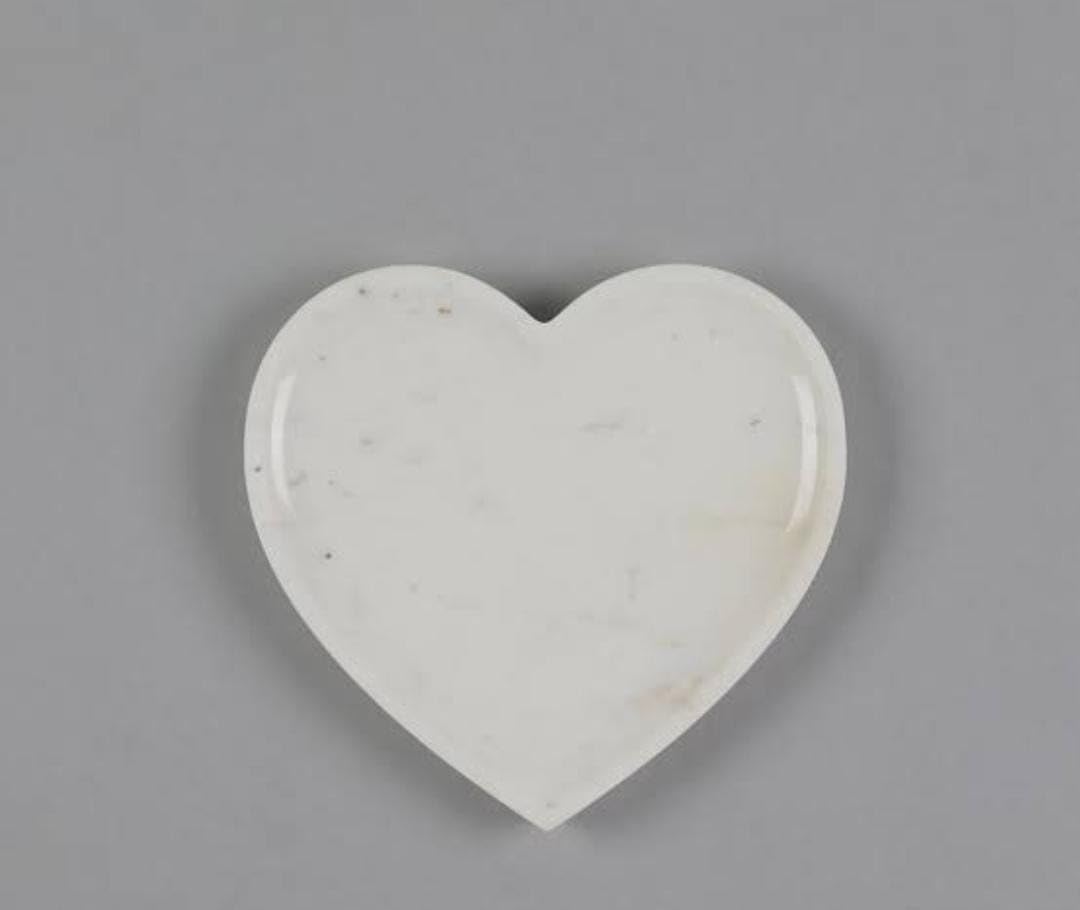 Heart Shape White Marble Snacks Platter/ home decor