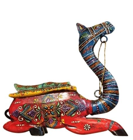 indiancraftbykanika Wooden Hand Painted Sitting Camel for Home décor/Gift Item/showpiece