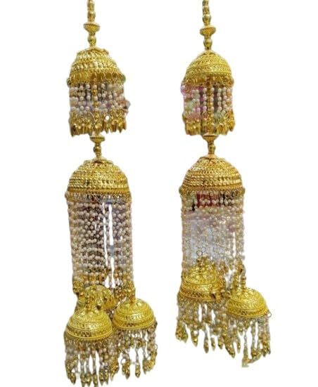 Brass Metal Bridal Golden Color pearl string kaleere/kalire for Wedding for women