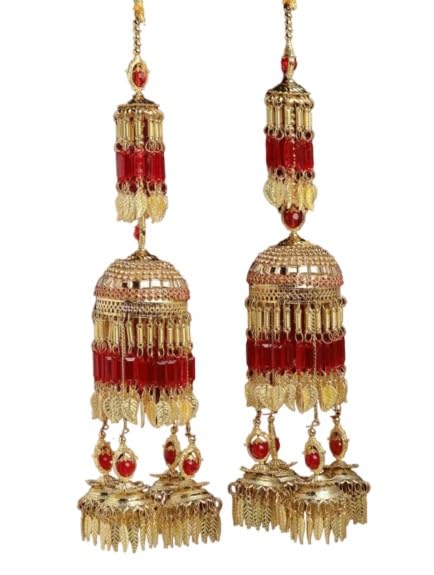 Brass Bridal Golden Color with red stones kaleere/kalire for Wedding for women