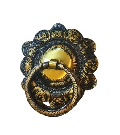 indiancraftsbykanika Brass Flower Shape Antique Black Finish Door Knocker
