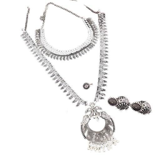 necklace set - 2 necklaces with earrings, nose pin, adjustable bracelet and ring, gift for her