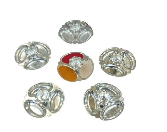 indiancraftsbykanika Silver Plated Kachola 6 Pcs Haldi Kumkum Karnada Combo for festival/give away item