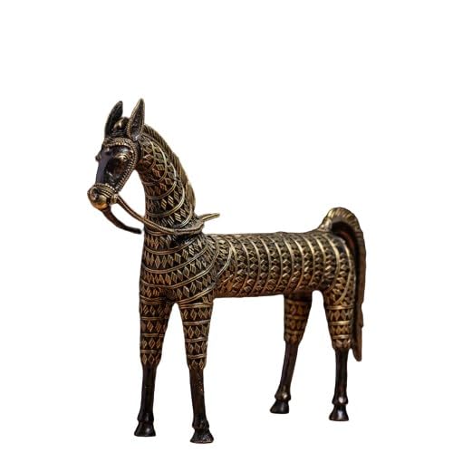 indiancraftsbykanika bastar Tribal Brass Horse Statue/showpiece/Home Decor/Gift Item