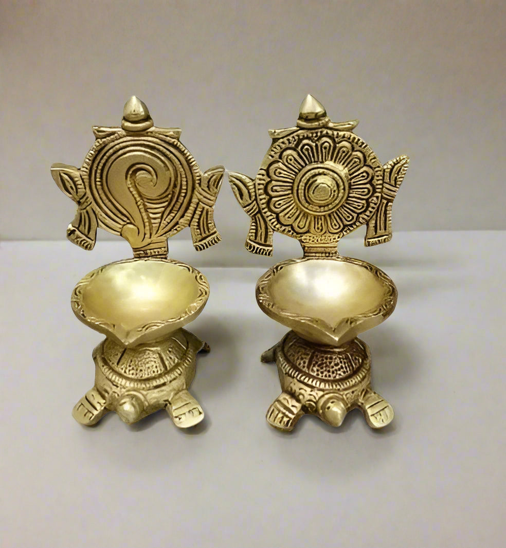 Shankh Chakra Deepak Set for House Warming Pooja/ Diwali / Temple