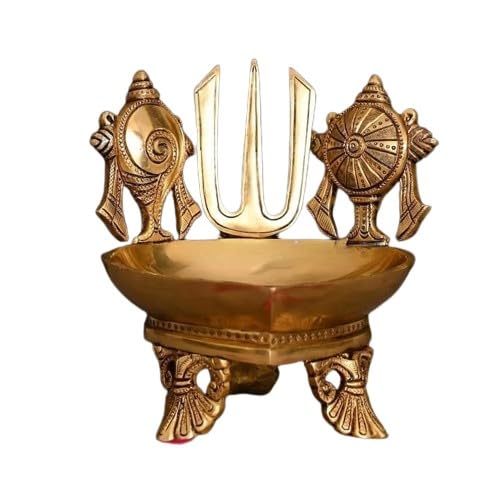 Brass SHANKH Chakra Namah Diya ,Big Size Diya for Gift Purpose / Diwali Item