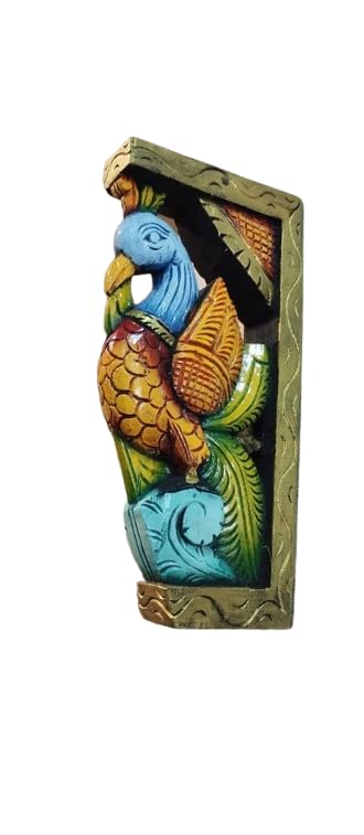 indiancraftsbykanika Colorful Peacock Wooden Bracket/Wooden Wall Hanging for Home Decor/Gift Item