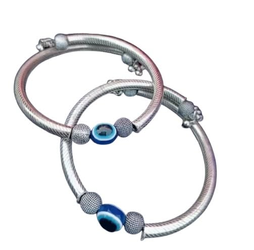 indiancraftsbykanika oxidized set of 2 evil eye openable bracelet for women