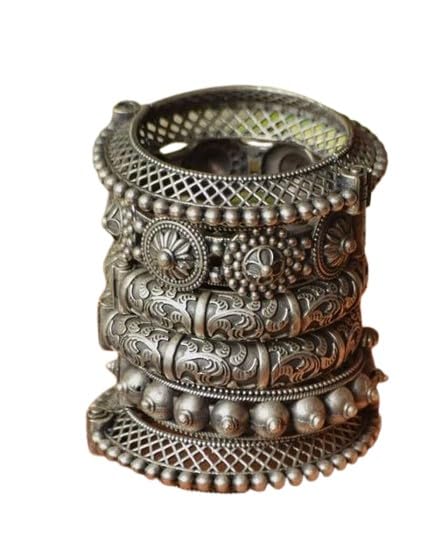 indiancraftsbykanika Silver replica 6 pieces openable bangles combo for women/girls