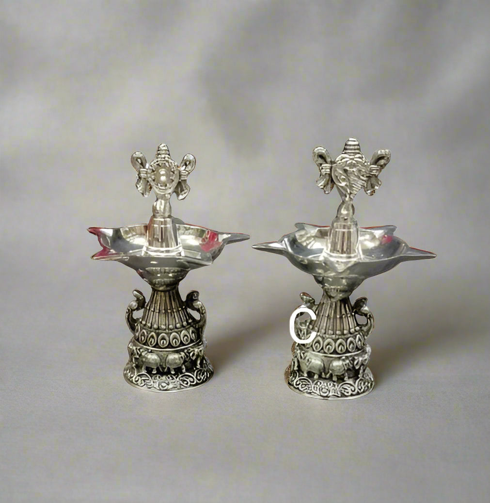 German Silver shanku Chakra deepam Pair