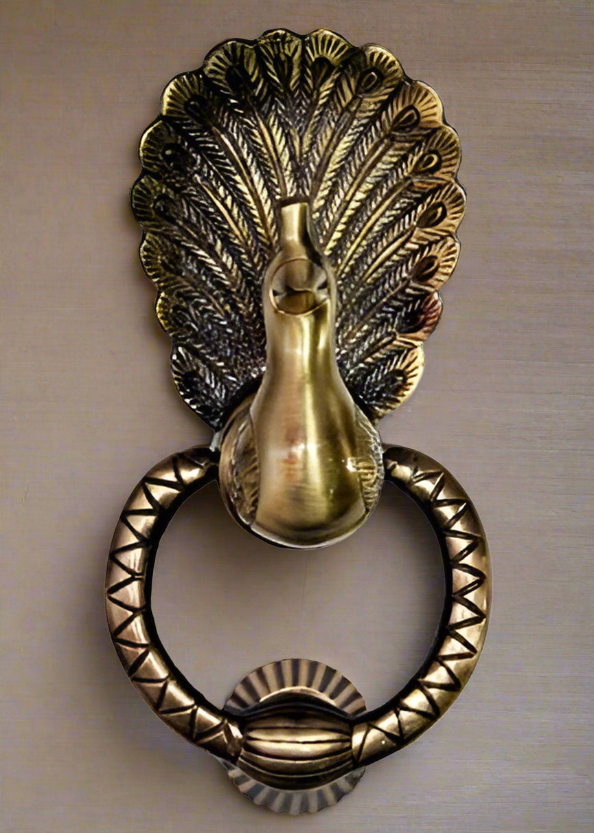 Brass Peacock Door Knocker for Home Door/Office Door/Gift Item, Gold
