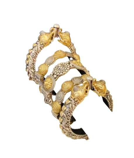 indiancraftsbykanika Dual tone openable kada bracelet Bangle combo set of 5 pieces for women