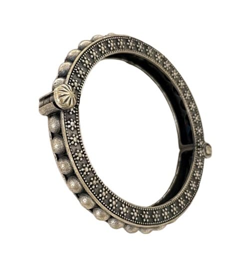 oxidised pair of silver openable kada bracelet bangle pair gift for her