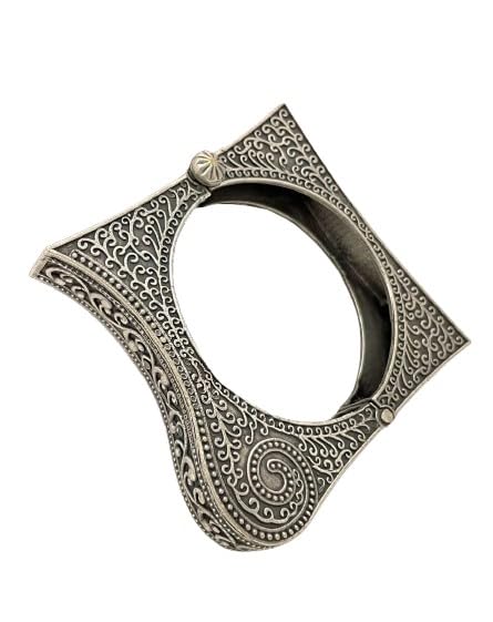 indiancraftsbykanika oxidized square shape bangle set/kada/bracelet pair combo gift for her, Large, silver