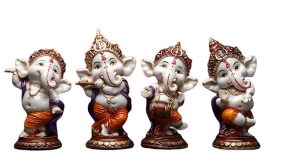 Resin Dancing Ganesh Set of 4 showpiece/Statue/Gift Item/Home Decor