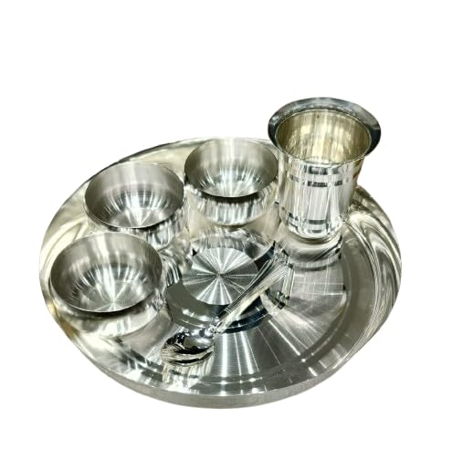 Silver plated 6 Pcs Dinner Thali Set for gift item/diwali/housewarming