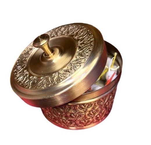 indiancraftsbykanika brass set of 2 bowls with lid set/set of 2 boxes for jewelry/pooja items/snacks/sweets, medium, Golden, 210124i