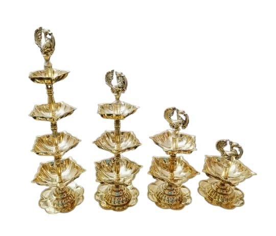 Brass Set of 4 Peacock Diya for Diwali/ Housewarming Pooja Party
