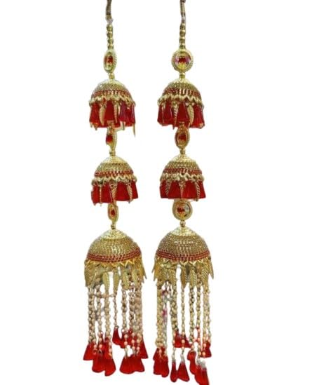 Brass Metal Bridal Golden Color with red color stone kaleere/kalire for Wedding for women,jewelry for women