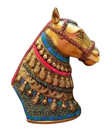 indiancraftsbykanika Presents Brass with Multicolor Fully Carved Horse Statue/showpiece/Gift Item