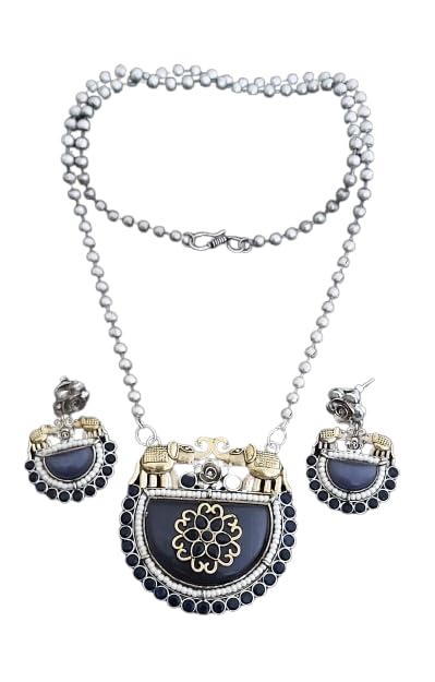 indiancraftsbykanika elephant deisgn necklace with matching earrings for women, color : blue