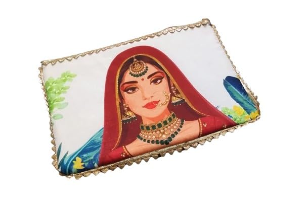 Handmade lady printed give away pouches, set of 10 pieces with zipper