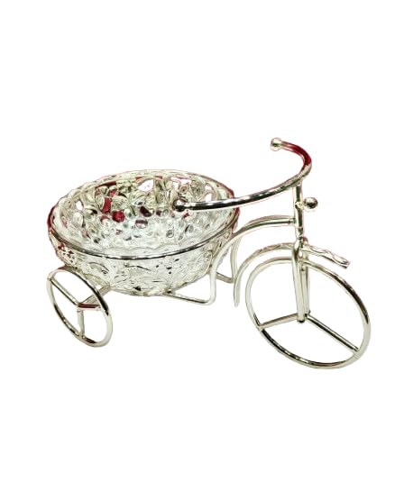 indiancraftsbykanika Silver Plated Tricycle Bowl for snacks/dry fruits/home décor/gift item/sweets