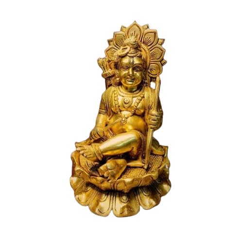 indiancraftsbykanika Brass ram Lalla Statue/Idol for Temple/Gift Item, Golden