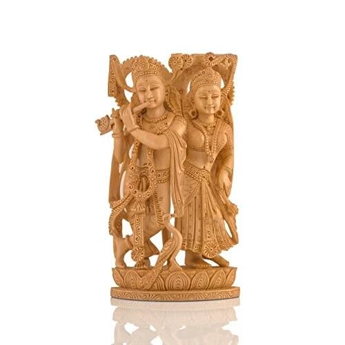 Wooden Radha Krishna 8 inch showpiece Statue Idol for Home/Office Temple/Gift Item/Home Decor