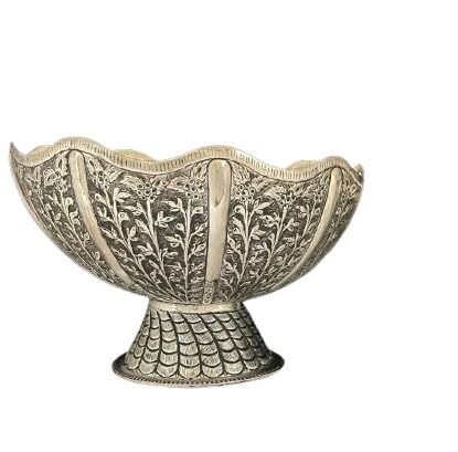 indiancraftsbykanika German silver fine carving big size bowl for fruits/home décor/gift item/snacks, 1piece