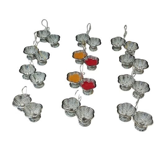 indiancraftsbykanika silver plated set of 10 kumkum bowls give away pooja items on the occasion of diwali pooja/housewarming