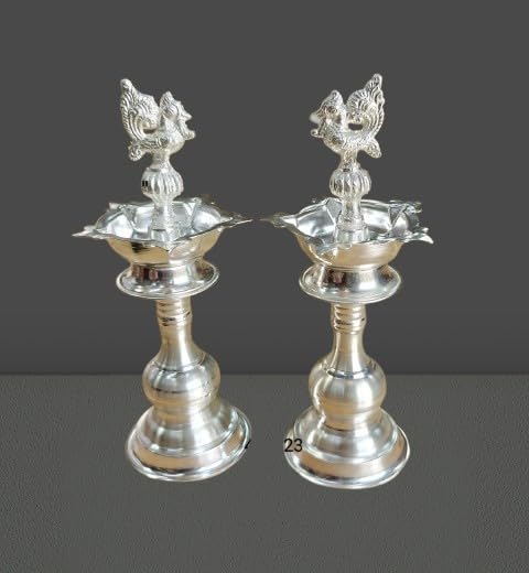 German Silver Peacock Diya Oil lamp for Diwali/Housewarming Pooja/ Home décor/ Gift Item