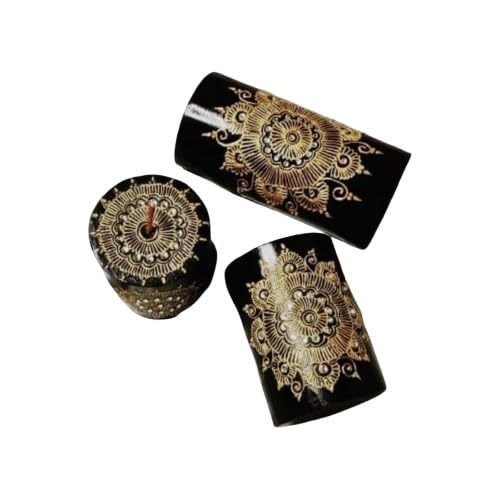 Set of 3 Black with Golden Design Pillar Set for Diwali/Home décor/Gift Item