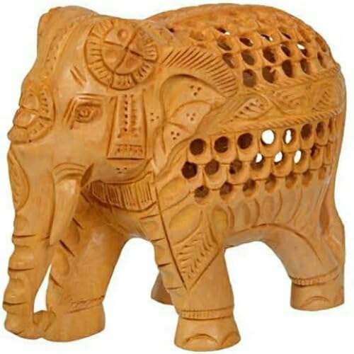 Wooden Elephant Undercut 6 inch showpiece/Statue for Home Decor/Gift Purpose