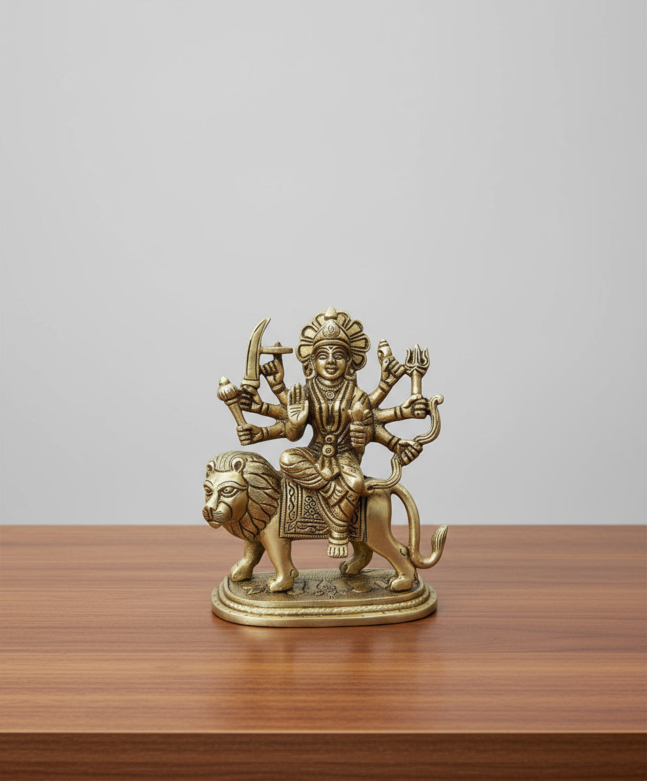 Brass maa Durga Goddess Statue showpiece Idol for Home décor/Gift Item/Temple, Golden