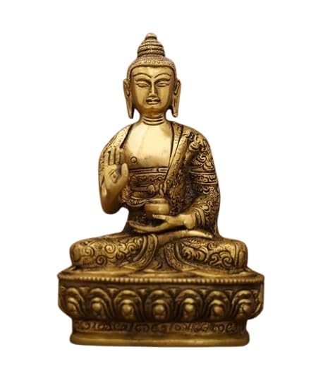 indiancraftbykanika Brass Buddha Idol Fully Carved for Meditating Room/Pooja Room