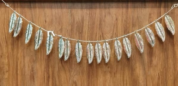 German Silver German Silver Stone Mago Leaf toran, 42" end to end for Diwali