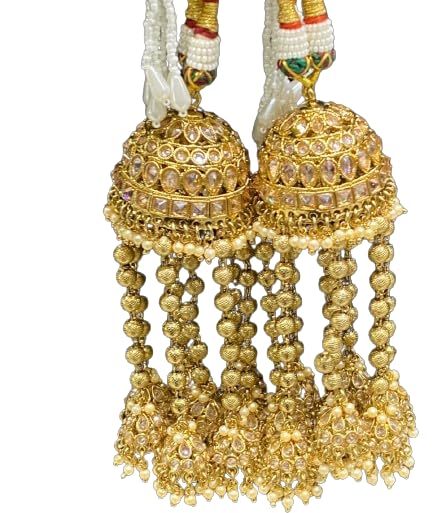 indiancraftsbykanika beautiful brass with pearl set of 2 pieces kaleere/kalire for punjabi bridal/wedding