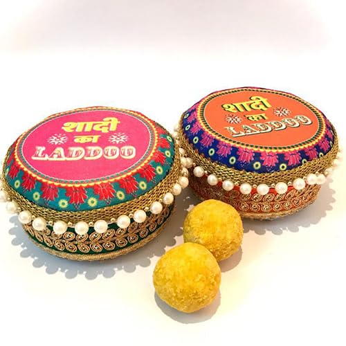 stainless steel Shaadi ka laddoo sweet box, set of 6 decorative boxes for wedding, capacity 500 gm