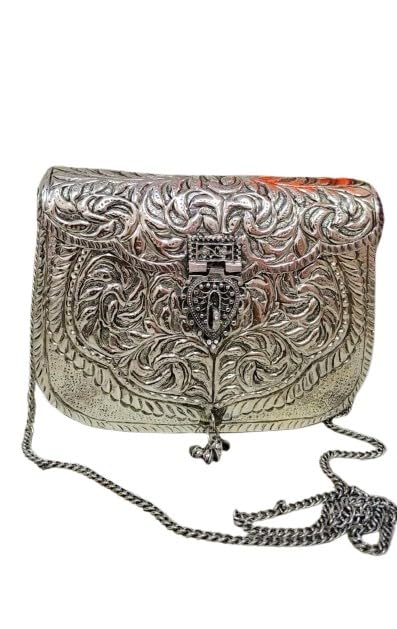 german silver hand carved hand bag/evening bags for women